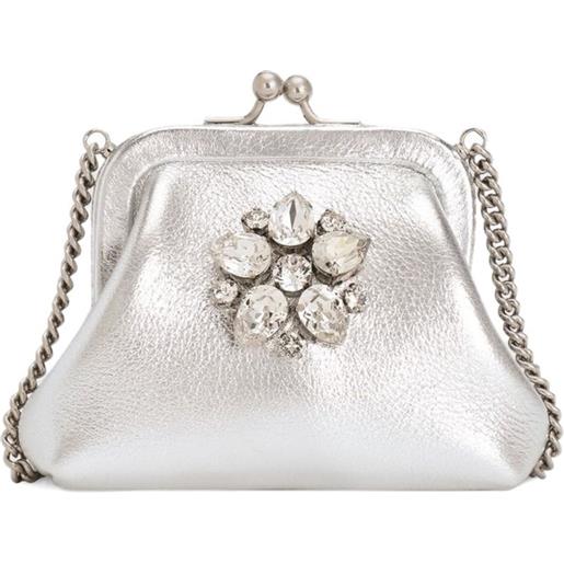 Dolce & Gabbana Kids borsa a spalla in pelle di vitello - argento