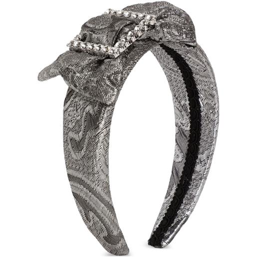 Dolce & Gabbana Kids cerchietto in jacquard con decorazione - grigio