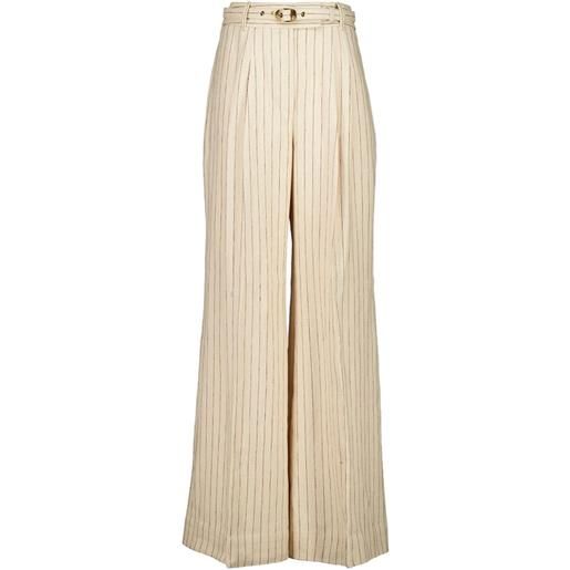 ZIMMERMANN pantaloni gessati con cintura - toni neutri