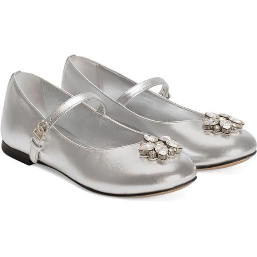 Dolce & Gabbana Kids ballerine in pelle con decorazione - argento