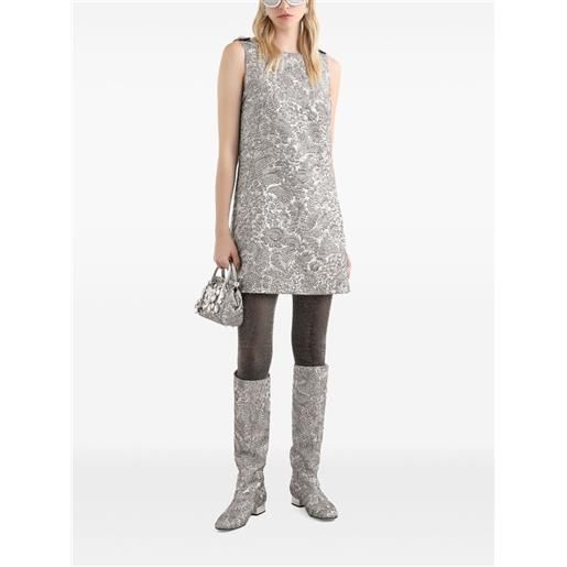 Dolce & Gabbana abito corto a fiori jacquard - argento