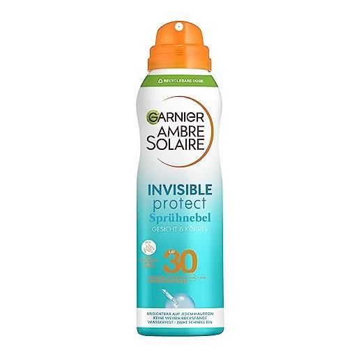 Garnier spray protezione solare spray con protezione solare lsf30, protezione solare invisibile e impermeabile, per spruzzare, ambre solaire invisible protect, 1 x 200 ml
