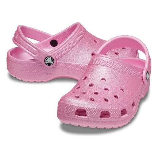 Crocs classic glitter clog k, zoccoli unisex - bambini e ragazzi, pink tweed glitter, 30/31 eu