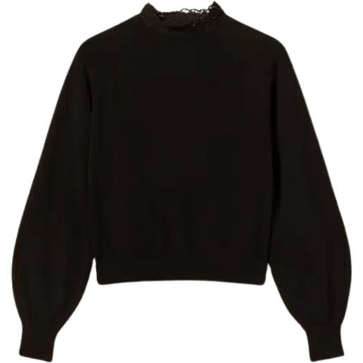TWINSET maglia lupetto con pizzo