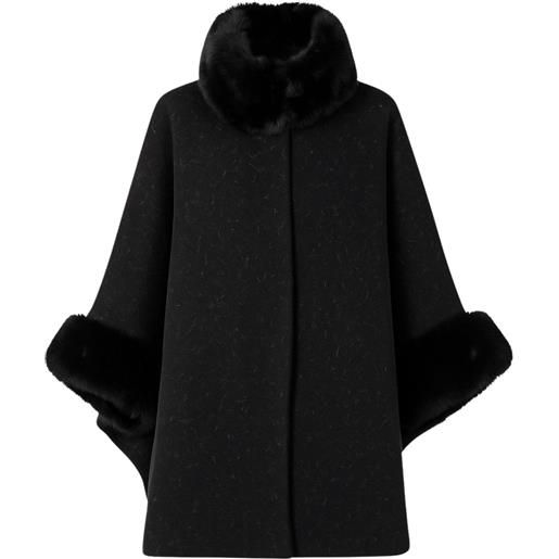 TWINSET poncho in panno e faux fur