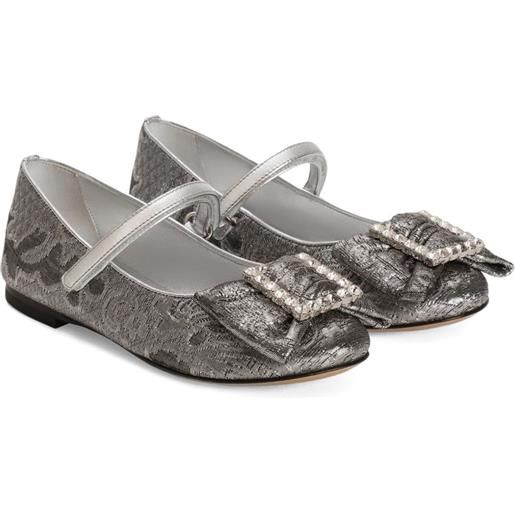 Dolce & Gabbana Kids ballerine in broccato - argento