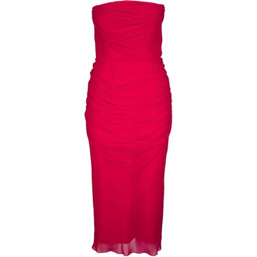 Carolina Herrera abito midi drappeggio senza spalline - rosso
