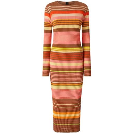 PINKO abito midi a righe - arancione