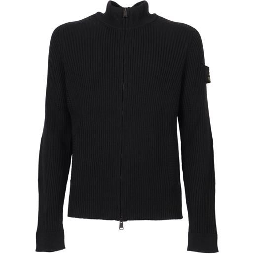 Premiata cardigan a coste con zip - nero