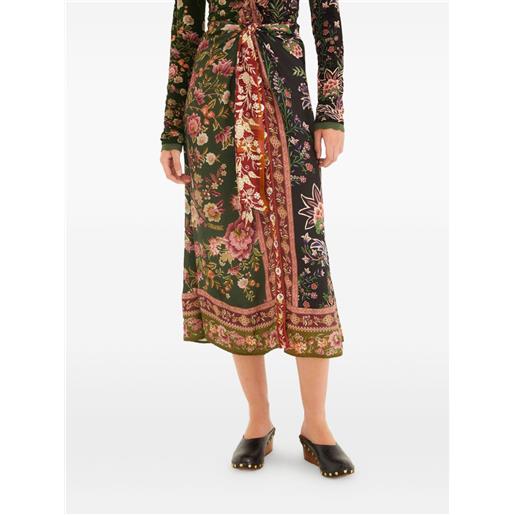 FARM Rio gonna midi a fiori - verde