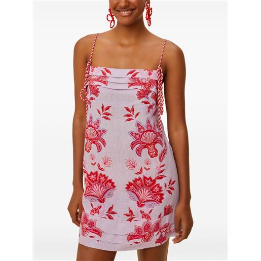 FARM Rio abito corto a fiori con spalline in corda - viola