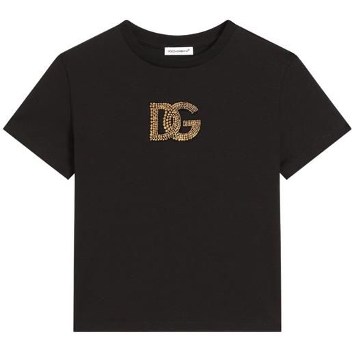 Dolce & Gabbana Kids t-shirt con strass - nero