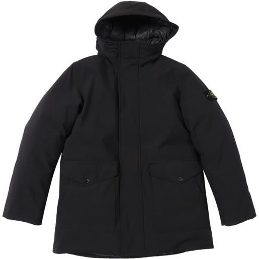 Stone Island Junior impermeabile con cappuccio e tasca - nero
