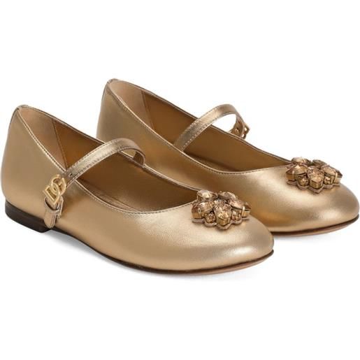 Dolce & Gabbana Kids ballerine con decorazione gioiello - oro