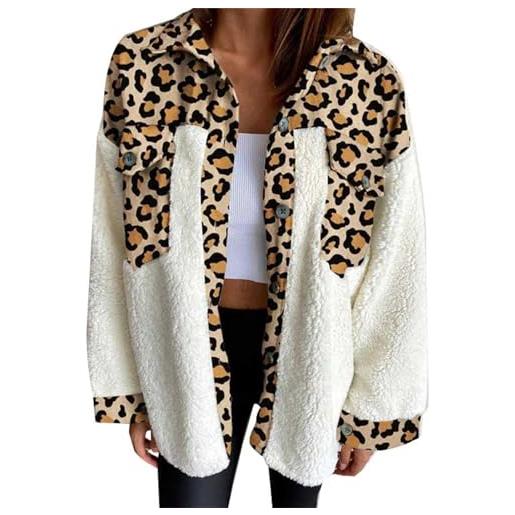 Cocila women's lamb leopard autumn and winter warm baseball giaccone imbottito (yellow m) giubbino 100 gr donna cappotto donna con cappuccio piumino grammi lungo giubbino inverno camicia