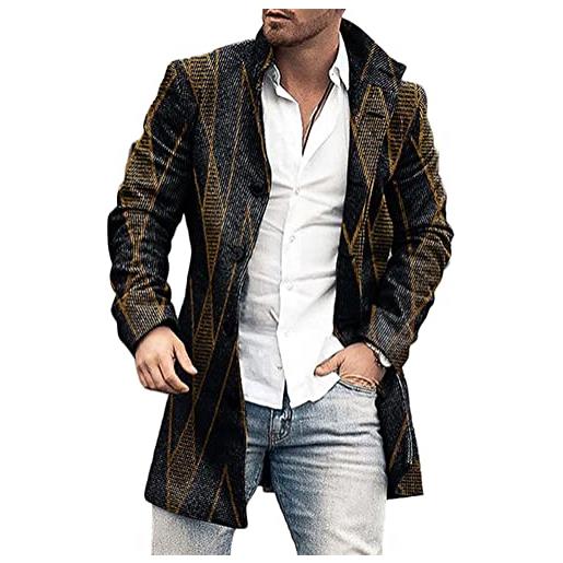 Yesgirl cappotto da uomo in calda lana, giacca lunga, trench casual, soprabito, parka, giaccone, capospalla alla moda, giacca a vento, l