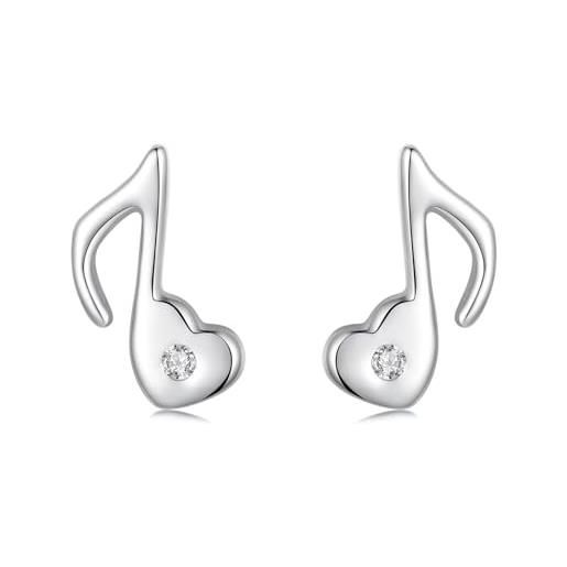 PlacGattao Orecchini Donna A Nota Musicale Con Opale - Placcati In Oro Bianco, Gioiello A Tema Musica Per Lei, Regalo Idea Compleanno - copertina