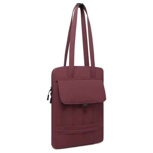 HYZUO 13,3-14 pollici custodia imbottita per laptop per 13-14 mac. Book pro/air, 13 13,3 dell/hp/lenovo/asus, borse a tracolla sottili da donna borsa lavoro quotidiana, vino rosso