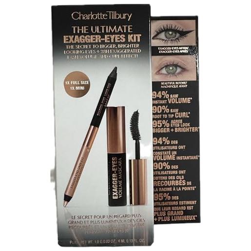 Charlotte Tilbury the ultimate exagger-eyes kit, volume mascara e dual ended eyeliner duo, nero e champagne-nude