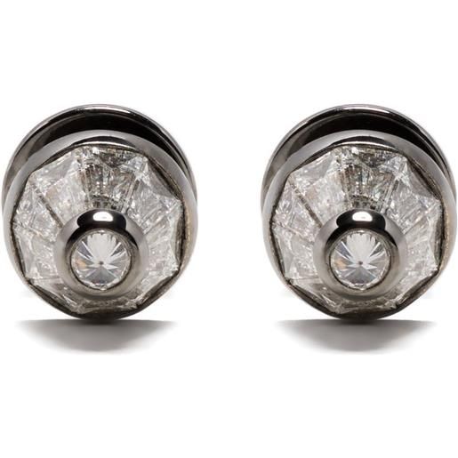 Nikos Koulis orecchini a bottone energy in oro bianco 18 carati e diamanti - argento