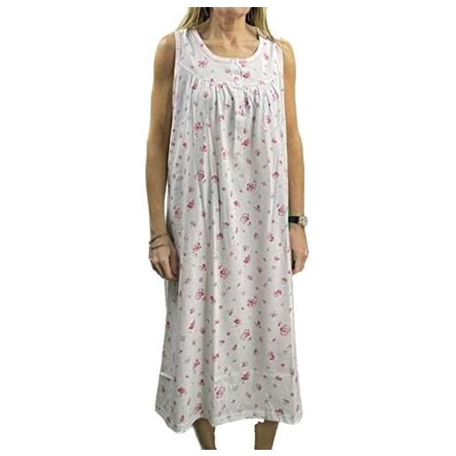 Linclalor camicia da notte in puro cotone senza maniche con carrè art. 74669-48, rosa