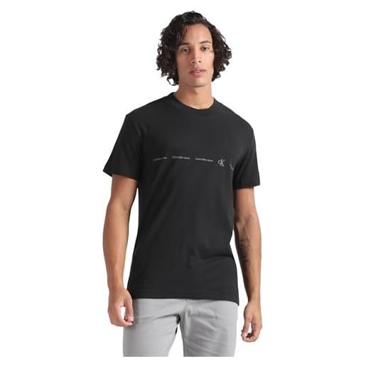 Calvin Klein jeans logo repeat tee j30j324668 top in maglia a maniche corte, nero (ck black), s uomo