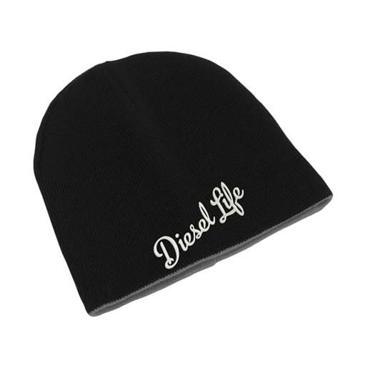 Lauthings diesel life cars - berretto invernale a doppio strato, ricamato, unisex, nero , etichettalia unica