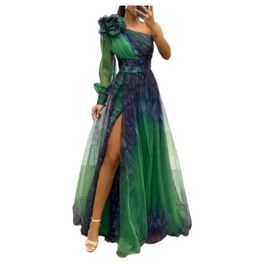 Generico abiti da cerimonia donna lunghi eleganti abito da sposa chiffon boho sposa tubino vestito spiaggia maniche lunghe abiti cocktail invernale con corsetto ropa 2#blu m