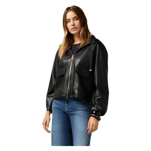 Oltre: giubbotto corto con cappuccio e zip nero. Xl stagione autunno inverno 2025