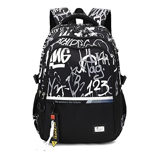 Armbq zaino scolastico per bambini per ragazzi casual bookbags elementary middle school bag, stampe alfabeto, 12.99 x 7.87 x 19.29 inches, stile-b