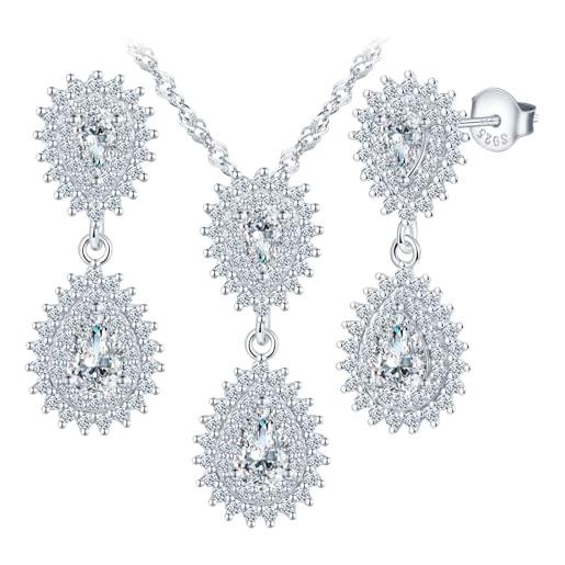 3 pezzi Set di gioielli da sposa eleganti, collana con singola di
