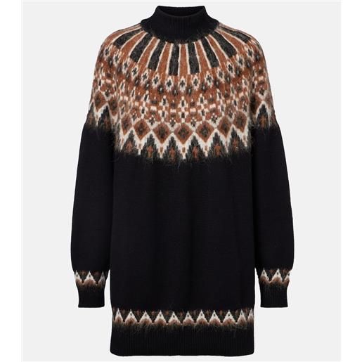 Staud abito corto liza fair isle in misto lana