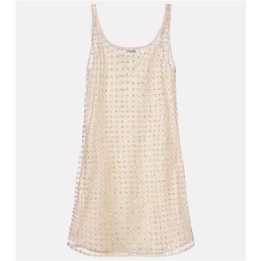 Staud abito corto aurielle in tulle con paillettes