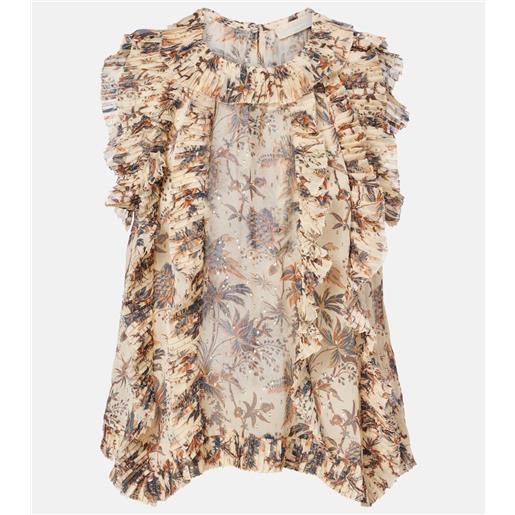 Ulla Johnson top sabra in chiffon di misto seta con stampa