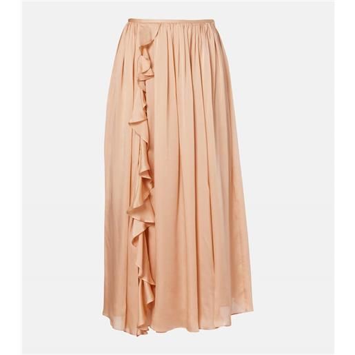 Ulla Johnson gonna midi zena in chiffon di seta con volant