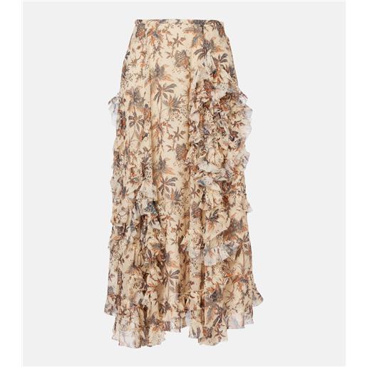 Ulla Johnson gonna midi adele in chiffon di misto seta con stampa