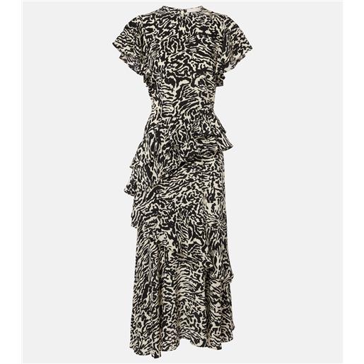 Ulla Johnson abito midi amaia in crãªpe de chine di seta