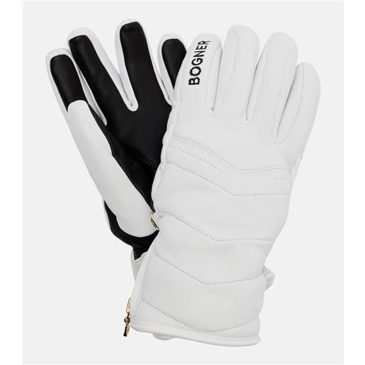 Bogner guanti da sci dana in pelle trapuntata