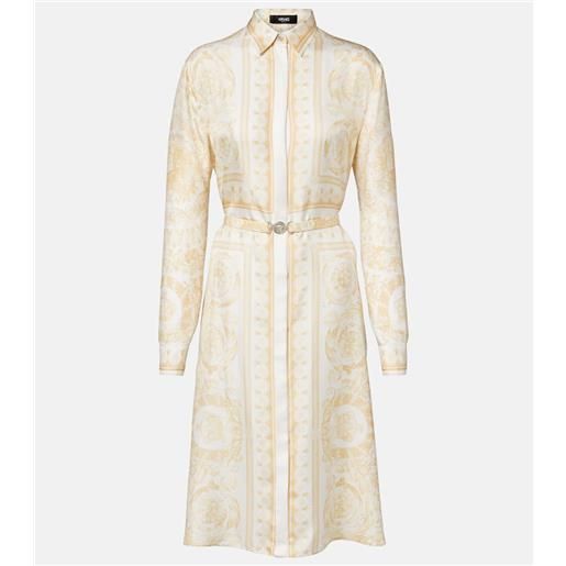Versace abito chemisier barocco in twill di seta