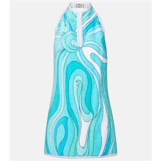 Pucci abito corto iride in cotone con scollo allâamericana
