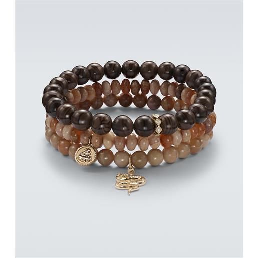 Sydney Evan set di 3 bracciali in oro 14kt con diamanti e pietre preziose