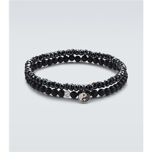 Sydney Evan set di 2 bracciali in oro bianco 14kt con diamanti e pietre preziose