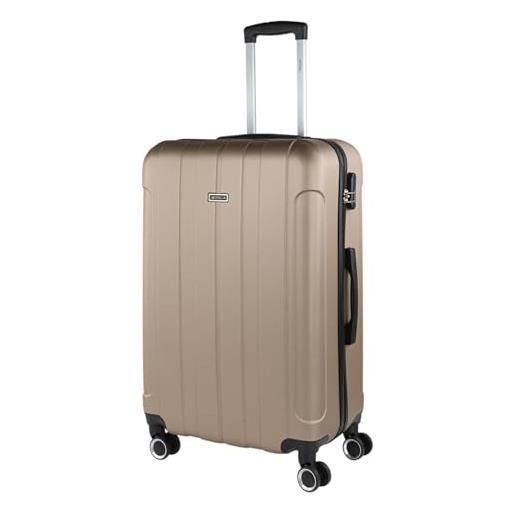 ITACA - valigia 23kg da stiva capiente valigia rigida xl con ruote silenziose trolley grande rigido leggero ideale per viaggi lunghi con lucchetto a combinazione, champagne