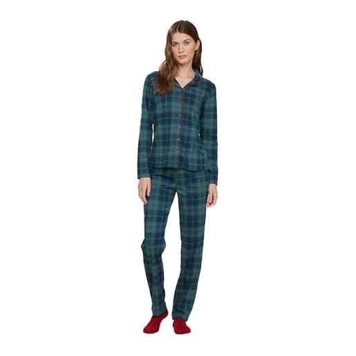 Noidinotte; more than pyjamas noidinotte - pigiama donna caldo cotone country - xxs verde blu