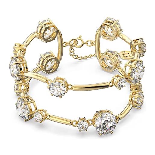 Swarovski constella bracciale rigido a fascia, con cristalli rotondiSwarovski e placcato in tonalità oro lucido, regolabile, collezione ii, bianco