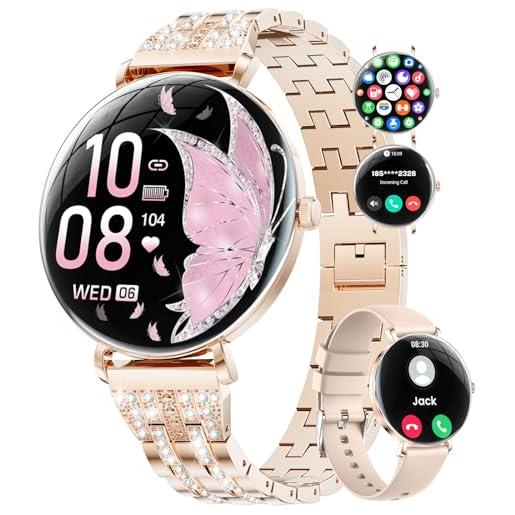LIGE 2025 smartwatch donna, 1,43 amoled orologio fitness ultra sottile con 2 cinturini, chiamate, 110+ modalità sportive, monitoraggio sonno, ciclo mestruale, ip68, per android ios