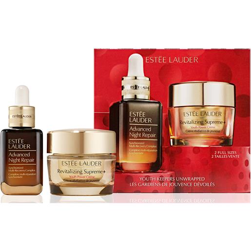 Estee lauder youth keepers unwrapped 2 pz cofanetto riparatore revitalizing supreme + youth power creme cofanetto