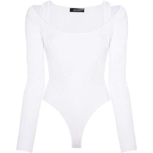 Mugler body a maniche lunghe - bianco