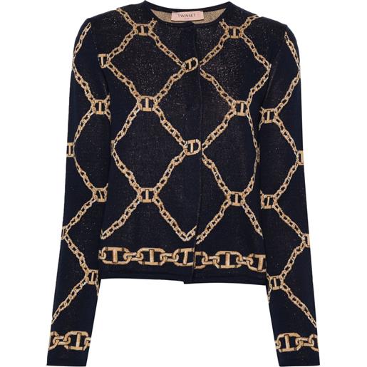 TWINSET cardigan con catena - blu