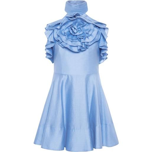 Rebecca Vallance abito corto pastéque con ruches - blu